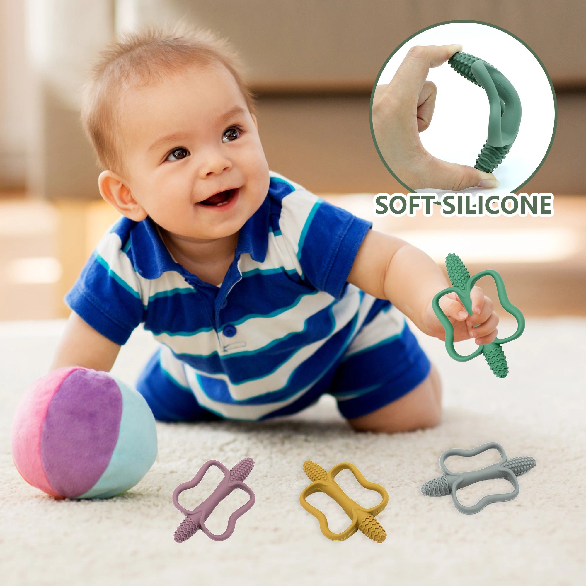 Baby teething toys with easy-grip handles
